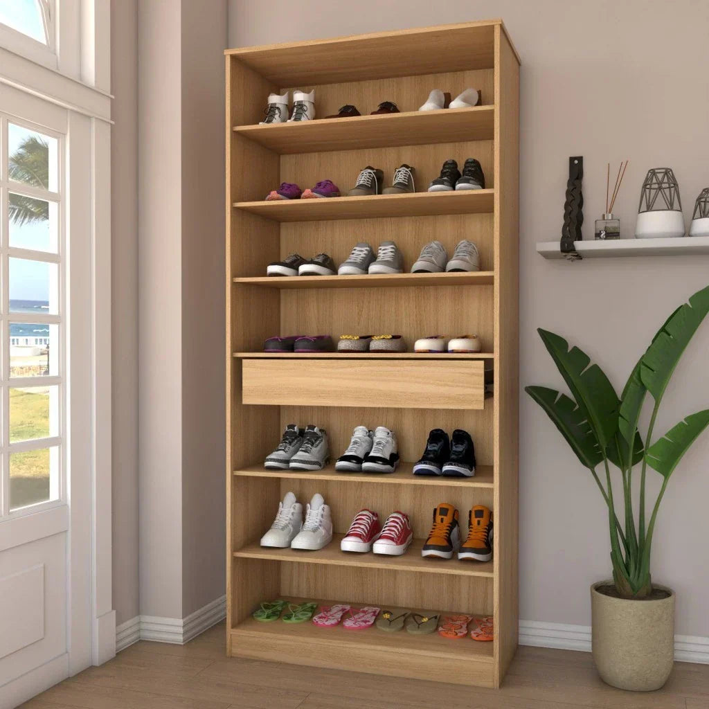 Sapateira Vertical Rubi 2 Portas com Espelho e Gaveta - 100% MDF Branco [15 Pares]